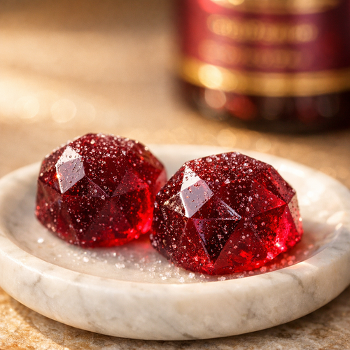 Ruby-red creatine gummies macro