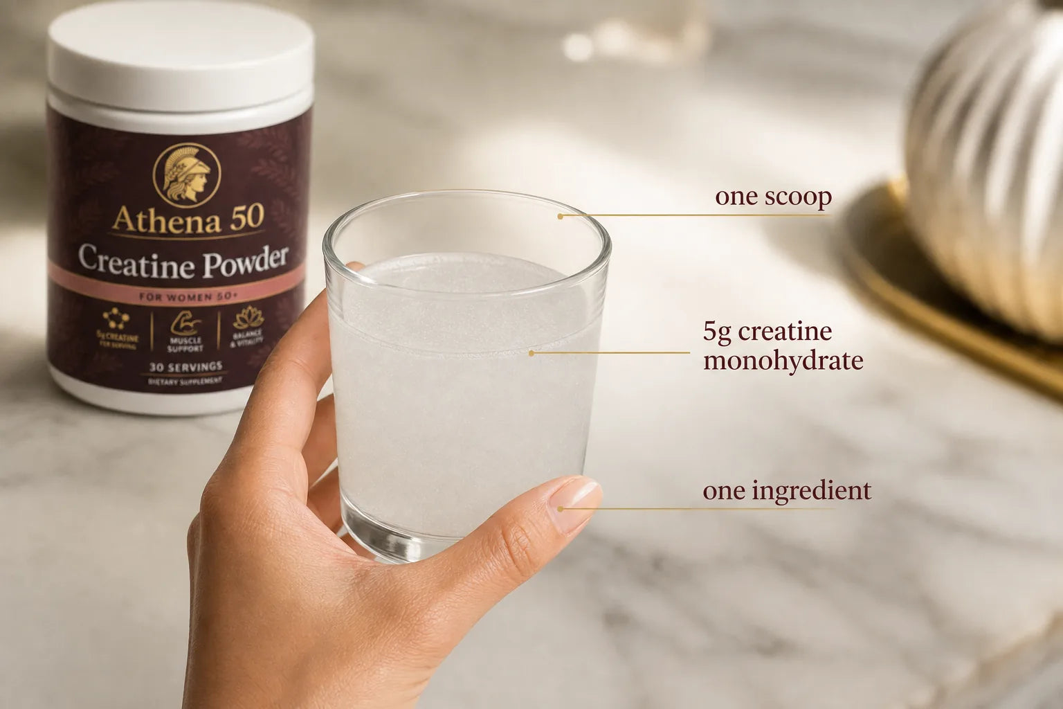 One scoop, 5g creatine, one ingredient